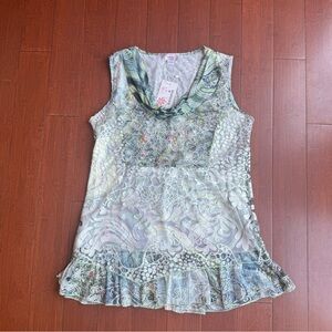 Floral Sleeveless Kamana Top with‎ Ruffle Hem